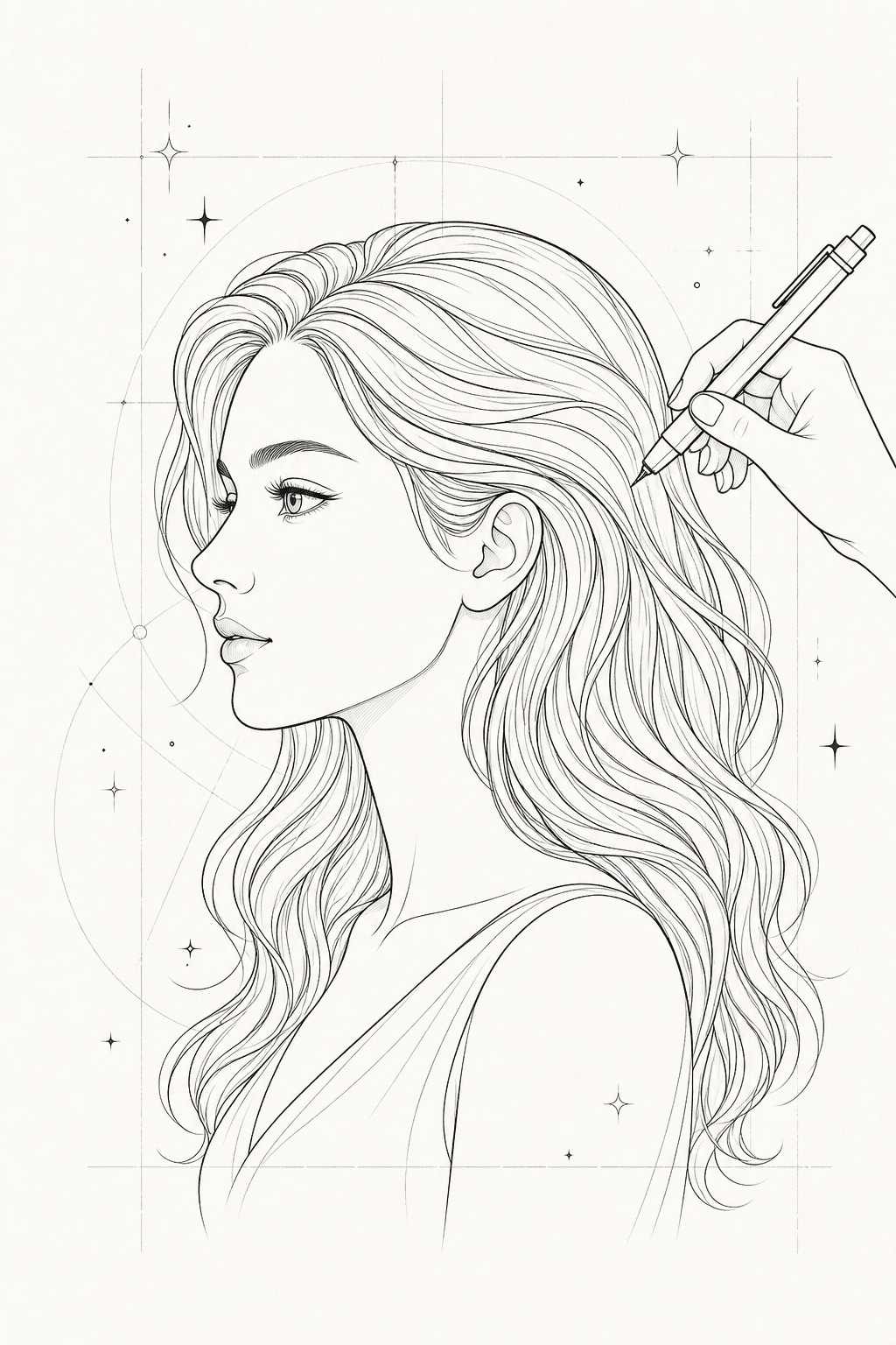 Genera contornos minimalistas para diseno, tatuajes, logos y paginas para colorear